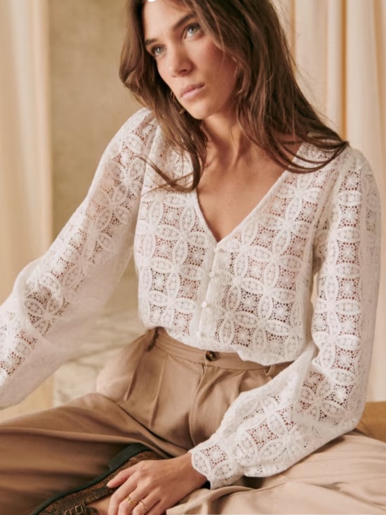 Sezane Tops - Sezane Gaya Guipure top in ecru